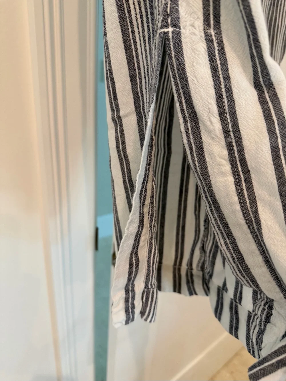 Striped Wide-Leg Drawstring Pants - Picture 2 of 11